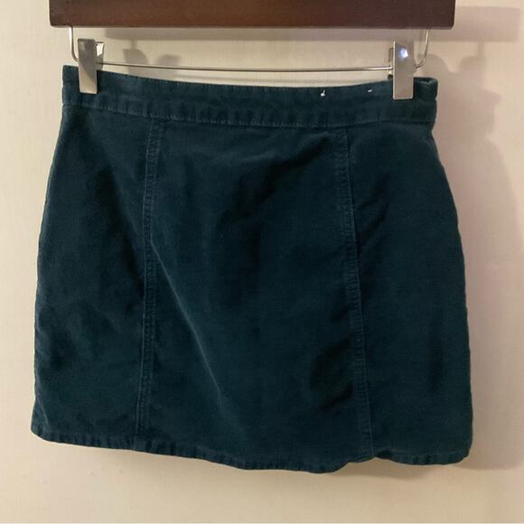 Altar’d State Dark Teal Corduroy Mini Skirt S Boho Fall Preppy Classic Academia - Picture 2 of 9